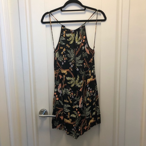 Reformation Black Animal Print Brasilia Shorts Romper Short Jumpsuit Large - Picture 3 of 5